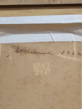 Cuadro al óleo antiguo mujer sentada