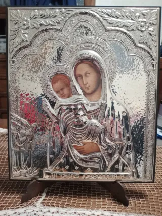Quadro Madonna e Bambino in Argento