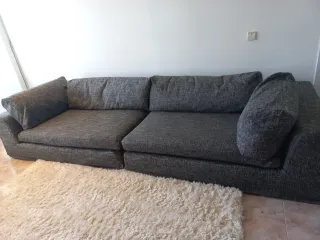 Sofá modular de tela gris