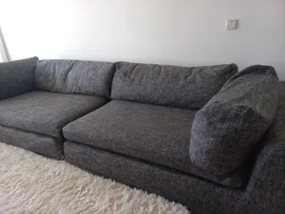 Sofá modular de tela gris