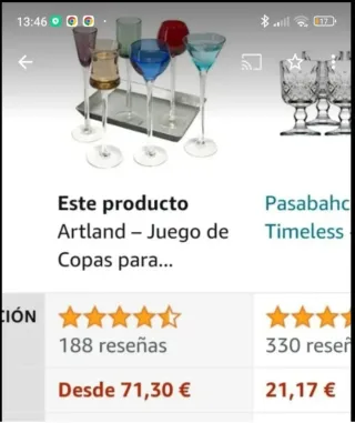 Set 6 copas/ chupitos ARTLAND. A ESTRENAR