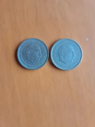 2 Monedas 5 PTAS 1957 Coleccionismo