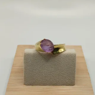 00544 ANILLO AJUSTABLE CON PIEDRA MORADA ORO18K