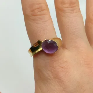 00544 ANILLO AJUSTABLE CON PIEDRA MORADA ORO18K