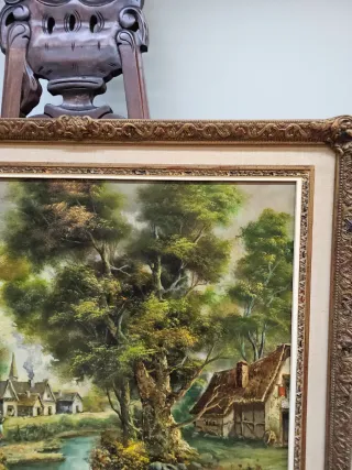 Cuadro al óleo antiguo paisaje