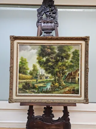 Cuadro al óleo antiguo paisaje