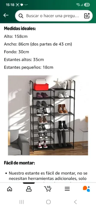 Zapatero 9 niveles metal y plástico nuevo precinta