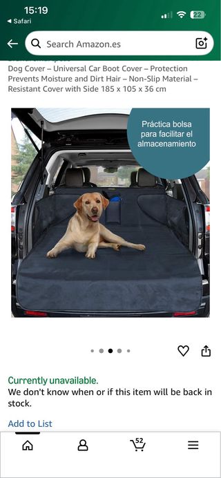 Fodera impermeabile per bagagliaio per cani