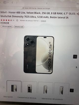 Honor 400 Lite 5G 256GB Negro