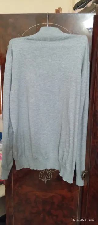 Maglione Uomo Grigio con Zip Taglia Unica
