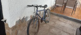 Bicicleta de montaña plateada y 2 mas