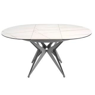 Mesa redonda / ovalada comedor porcelanico y acero