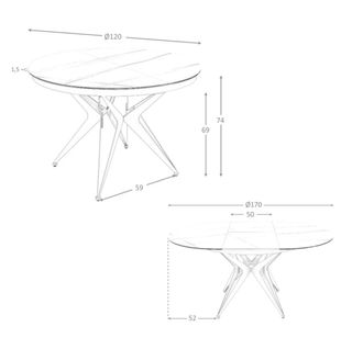 Mesa redonda / ovalada comedor porcelanico y acero