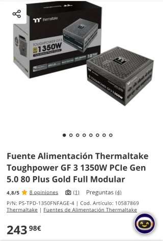 Thermaltake Toughpower GF3 1350W Gold sin uso
