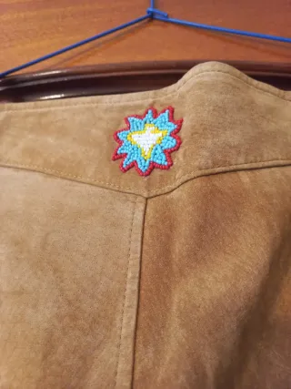 Pantalón de piel porcina beige/marrón