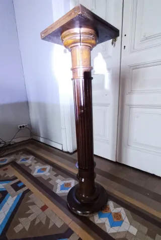 Columna Pedestal Madera Maciza Antigua