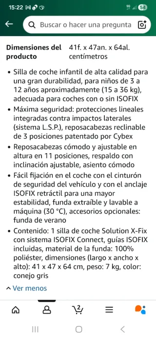 Silla de coche para niños. Cybex Solution X-Fix Si