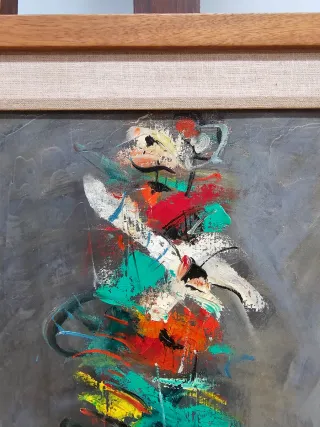 Cuadro Antiguo Óleo Abstracto