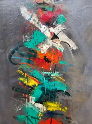 Cuadro Antiguo Óleo Abstracto