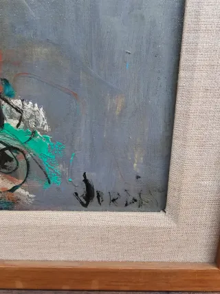 Cuadro Antiguo Óleo Abstracto