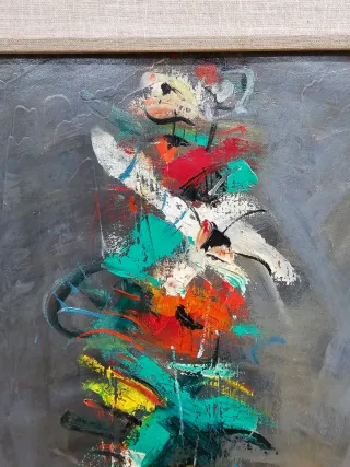 Cuadro Antiguo Óleo Abstracto