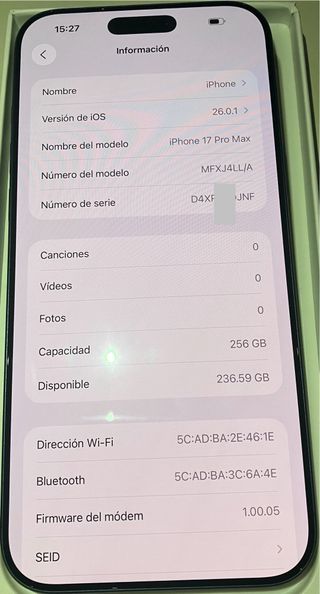 iPhone 17 Pro Max 256GB Azul Marino EEUU
