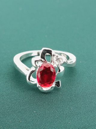 Anillo Plata Ley 925 con Piedra Roja, nuevo.