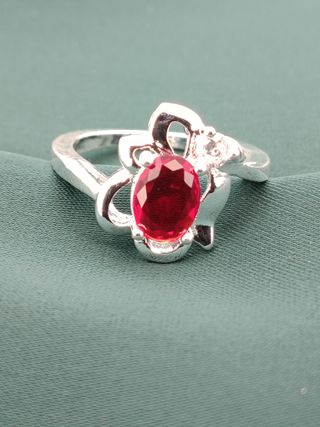 Anillo Plata Ley 925 con Piedra Roja, nuevo.