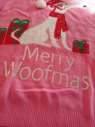 Jersey Navideño Perro Galgo Lentejuelas XL