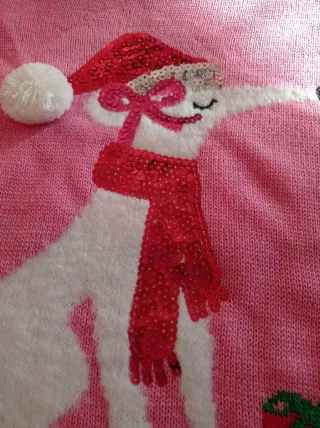 Jersey Navideño Perro Galgo Lentejuelas XL