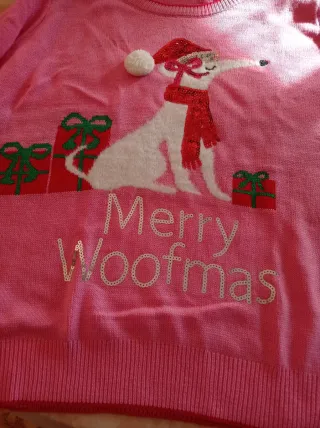 Jersey Navideño Perro Galgo Lentejuelas XL