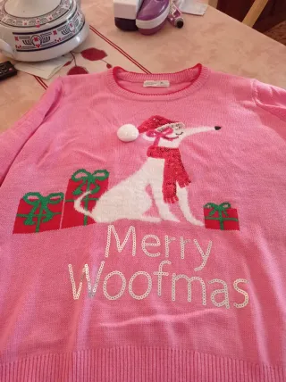 Jersey Navideño Perro Galgo Lentejuelas XL