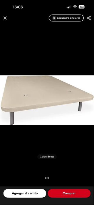 Somier Beige 135x180 con Patas