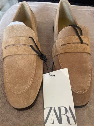 Mocasines Zara Piel Beige