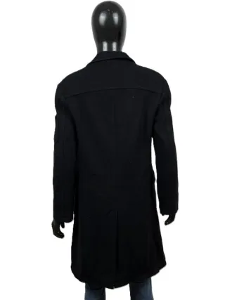 Armani Jeans Cappotto Lana Nero Uomo Tg 48
