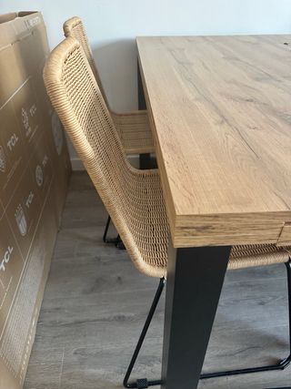 4 Sillas de comedor ratán y metal