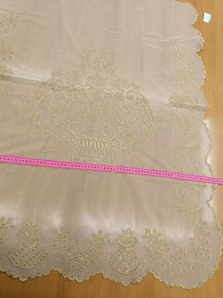 Delantal fallera tul bordado y lentejuela oro