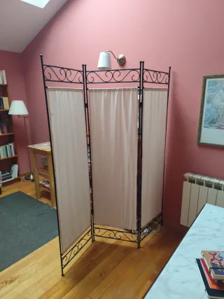 Biombo de forja y algodón 3 paneles