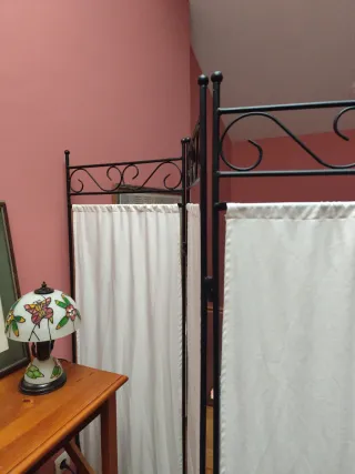 Biombo de forja y algodón 3 paneles