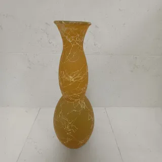 Jarra Decorativa Vidro Amarelo e Branco