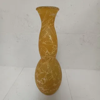 Jarra Decorativa Vidro Amarelo e Branco