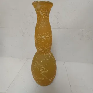 Jarra Decorativa Vidro Amarelo e Branco