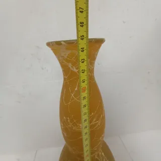 Jarra Decorativa Vidro Amarelo e Branco