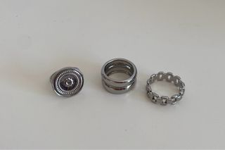 Set de 3 anillos plateados