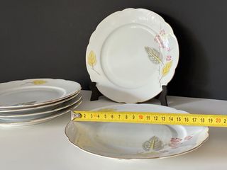 🇩🇪 6 Platos Postre Bavaria Porcelana Dorada
