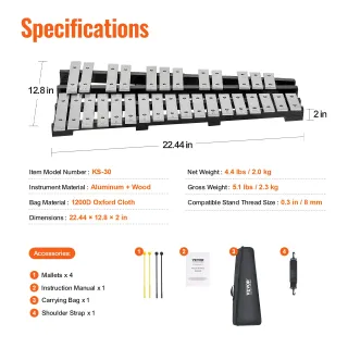 Kit Campana Xilofono Glockenspiel 30 Note Borsa