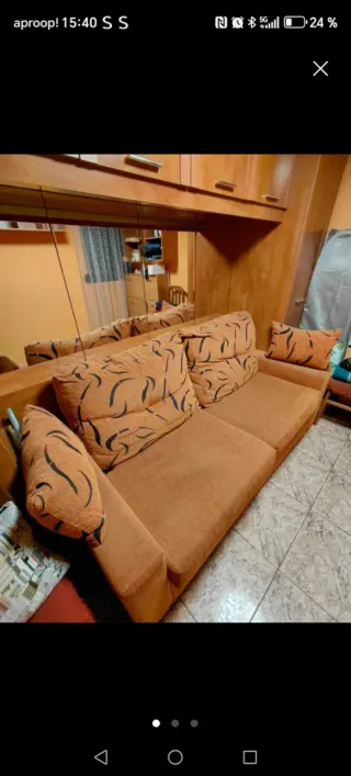 Sofá cama 1,34m tela y madera