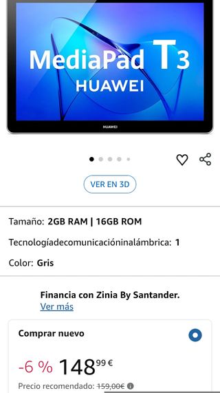 Huawei Mediapad T3 10 - Tableta 9.6", HD IPS, WiFi, Procesador Quad-Core Snapdragon 425, 2GB RAM, 16GB Memoria Interna, Android 7, color Gris