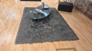 Mesa centro + alfombra gris
