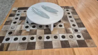 Mesa centro + alfombra gris